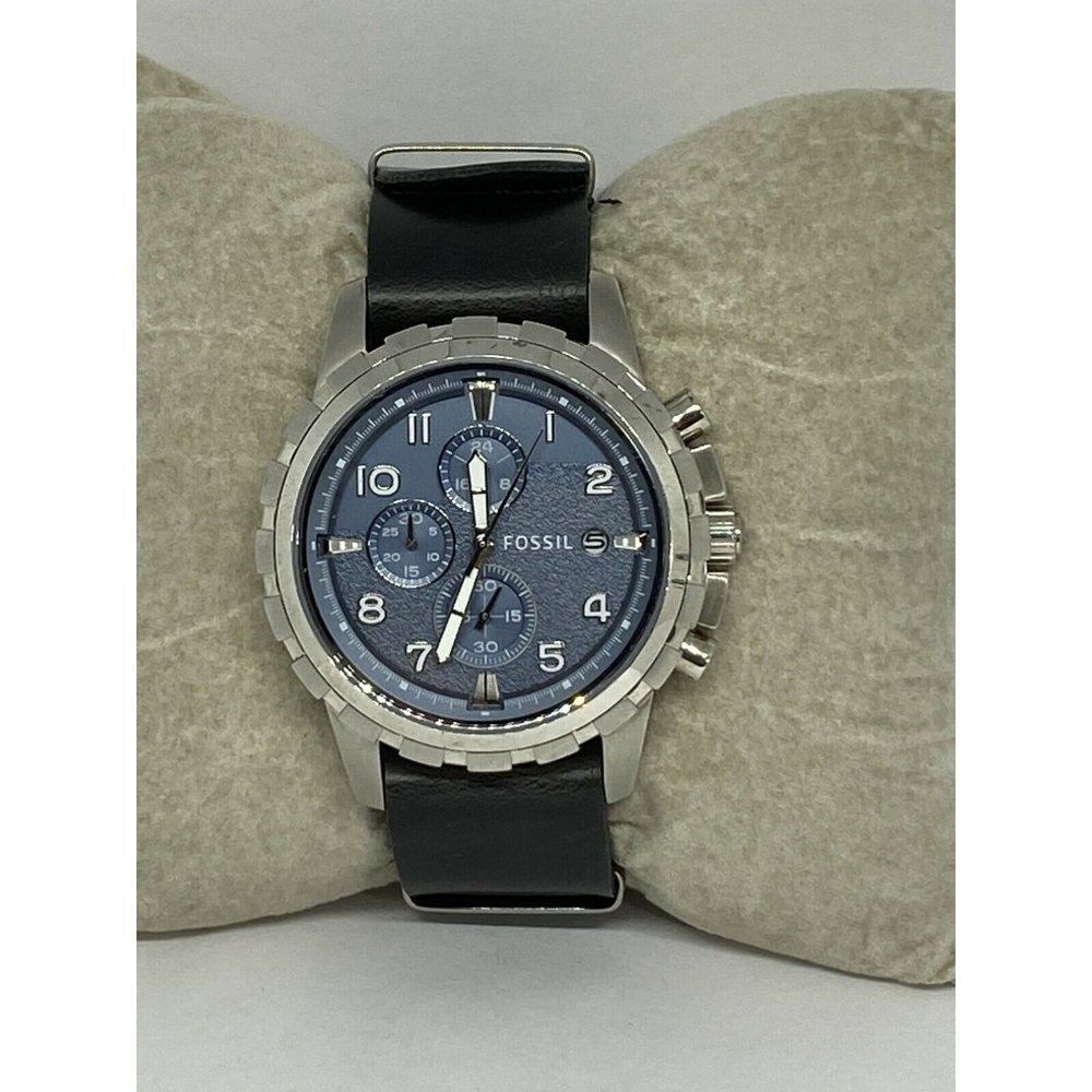 Fossil ES4180 Men's Black Leather Analog Blue Dial